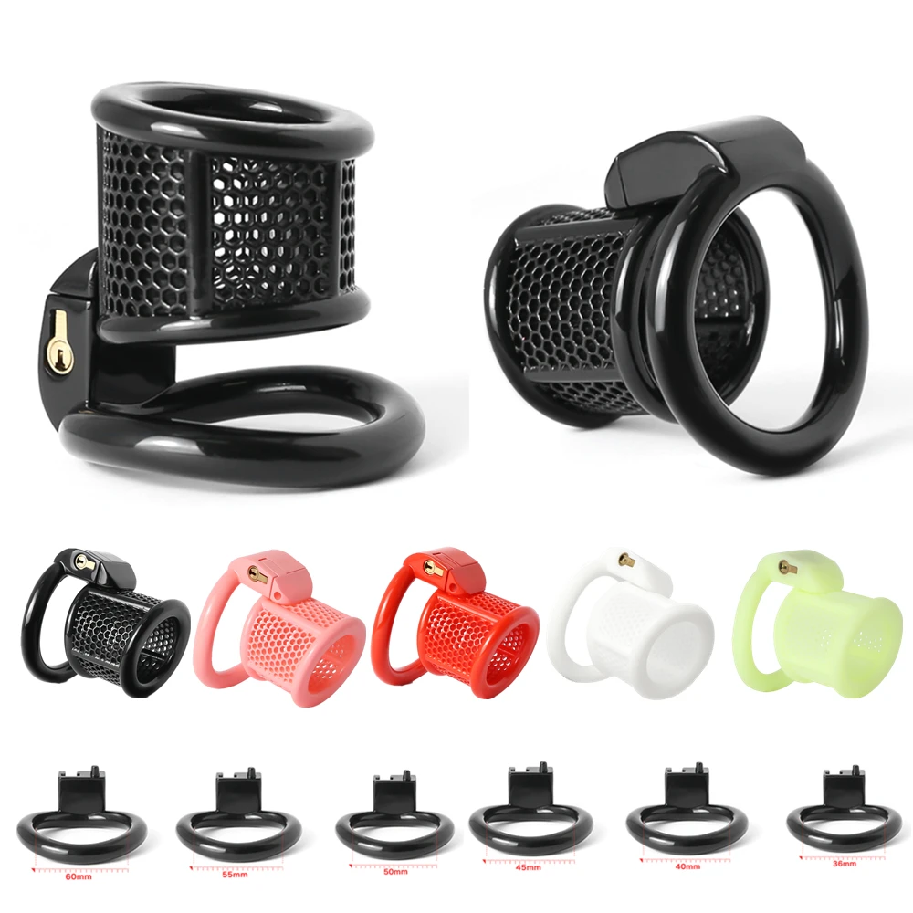 

5 Color Male Smaller Cock Cage Sissy 3D Print Honeycomb Micro Chastity Cage Simple Penis Ring With Lock BDSM Sex Toys For Men