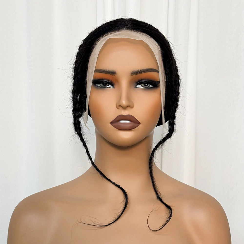 13x4 Lace Frontal Braided Hair Transparent Lace Frontal Brazilian Human Hair Lace Closure Only with Braids Hair Straight