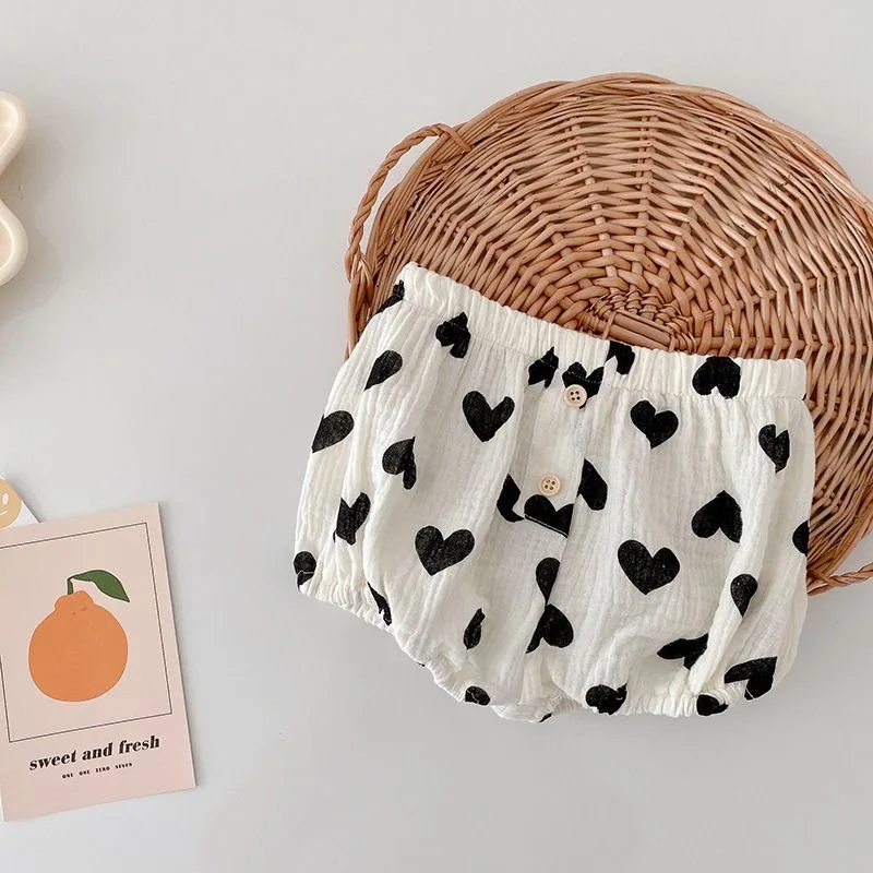 Newborn Baby Boy Girl Cotton Shorts Flat Angle PP Pants Spring Summer Infant Toddler Cartoon Bear Floral Baby Clothes 3M-2Y