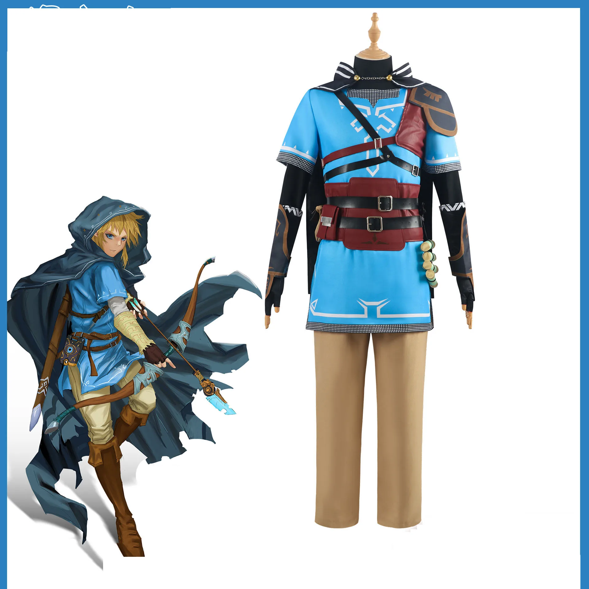 

Linke Cosplay Costume Wig Linke Blue Tunic full set for Comic Con Role Play Linke Outfits Linke full set