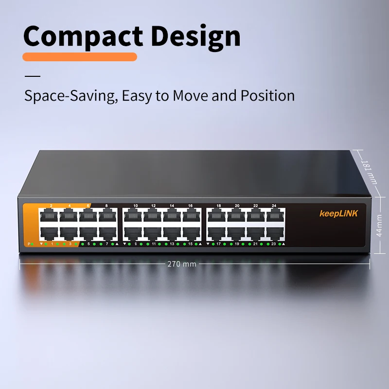 KeepLiNK 24-Port Gigabit Ethernet Switch Unmanaged Plug and Play - Imagen 2
