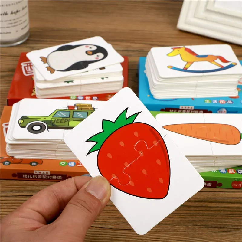 Jigsaw Puzzles Baby Puzzle Toys Animals Fruit Truck Graph Card Matching For Kids 1 2 3 Years