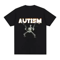 Autism Skeleton Meme Women Cotton T-Shirt Humor Funny Skull Printed T Shirt Short Sleeve Tshirt Oversize Streetwear Tee Tops 1