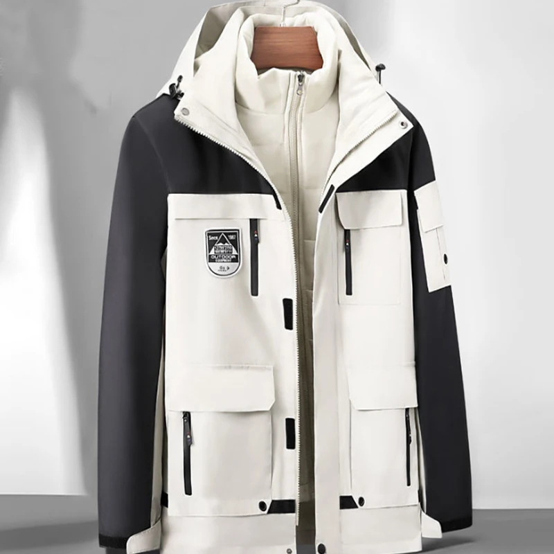 Men Winter 3 In 1 Cotton Padded Hiking Climbing Fishing Trekking Skiing