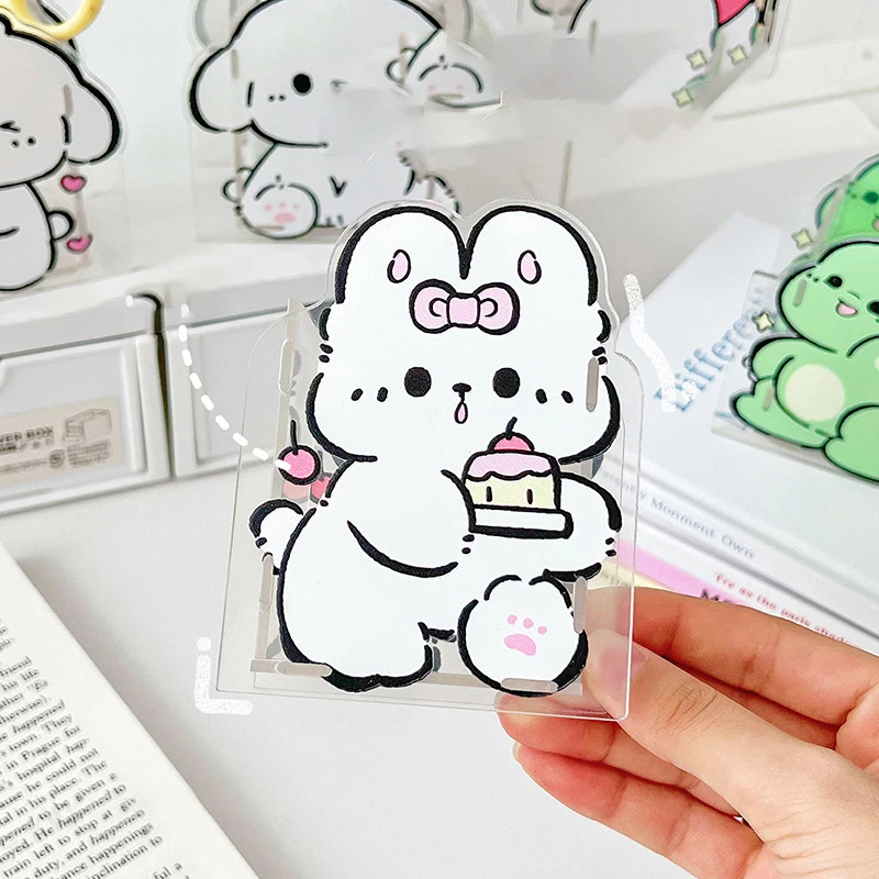 Cute Puppy Acrylic Pen Container Students Transparent Pen Holders Desktop Stationery Organizer Storage Bucket