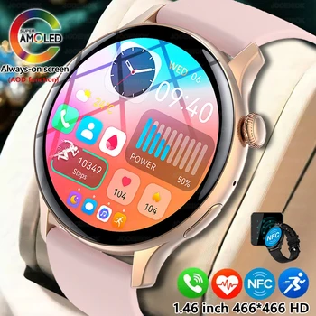 2025 New NFC Bluetooth Call Smart Watch Women Always-On Display Time, Heart Rate Health Monitoring AMOLED HD Fashion Smartwatch 1