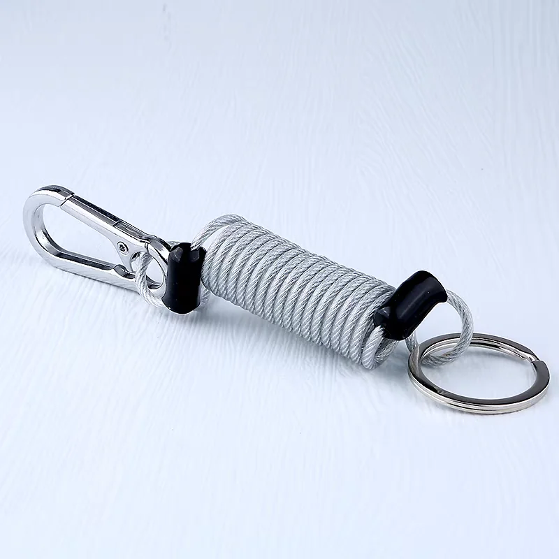 Durable Anti-Loss Steel Wire Spring Keychain with Elastic Telescopic Chain