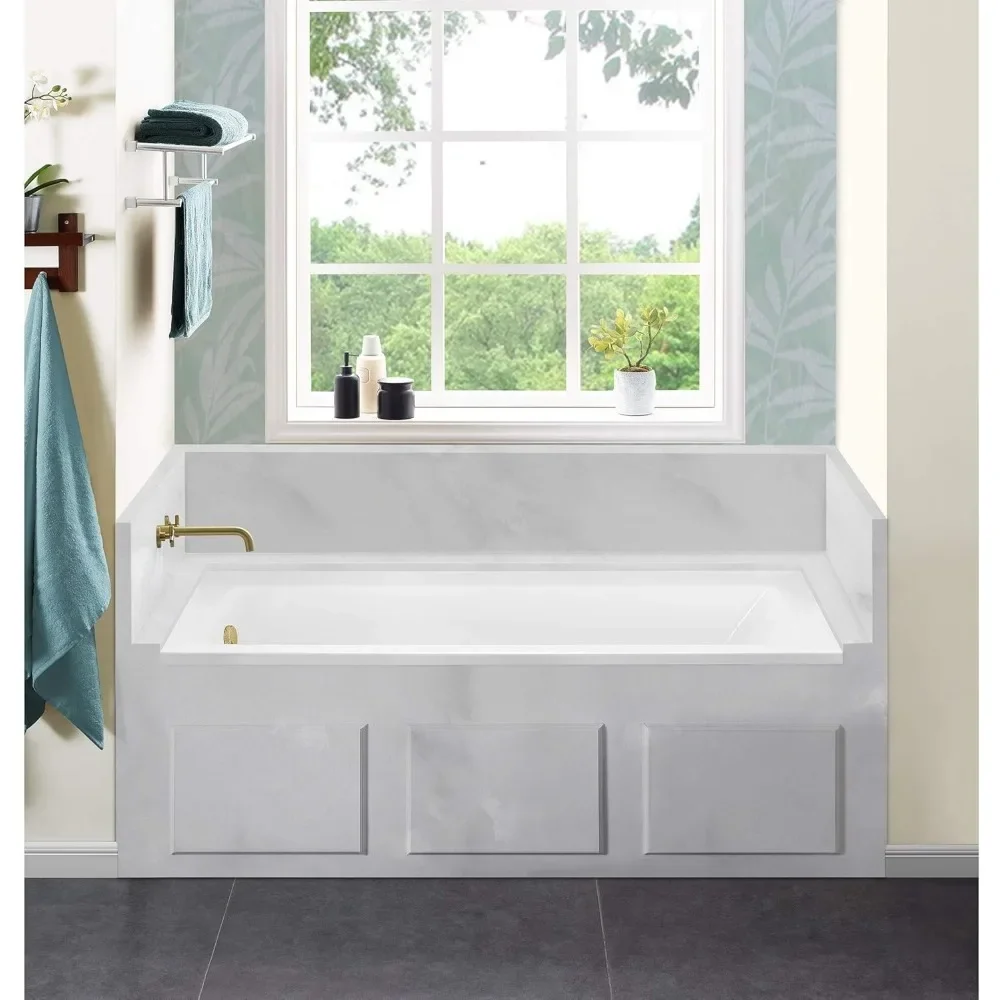Niche Bathtub, 60 "x 32", Glossy White Right Drainage Outlet Glass Fiber Reinforced Acrylic: Designed for Durability 3