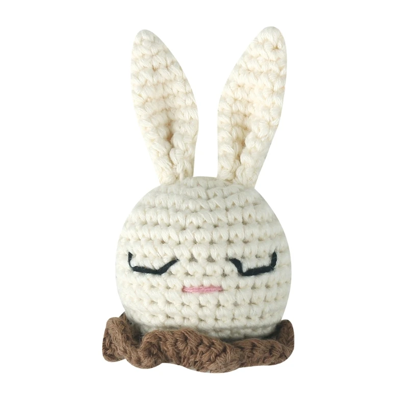 

Handwoven Rabbit Rattle Teether Toy Crochet Bead Pacifier Chain DIY Accessories