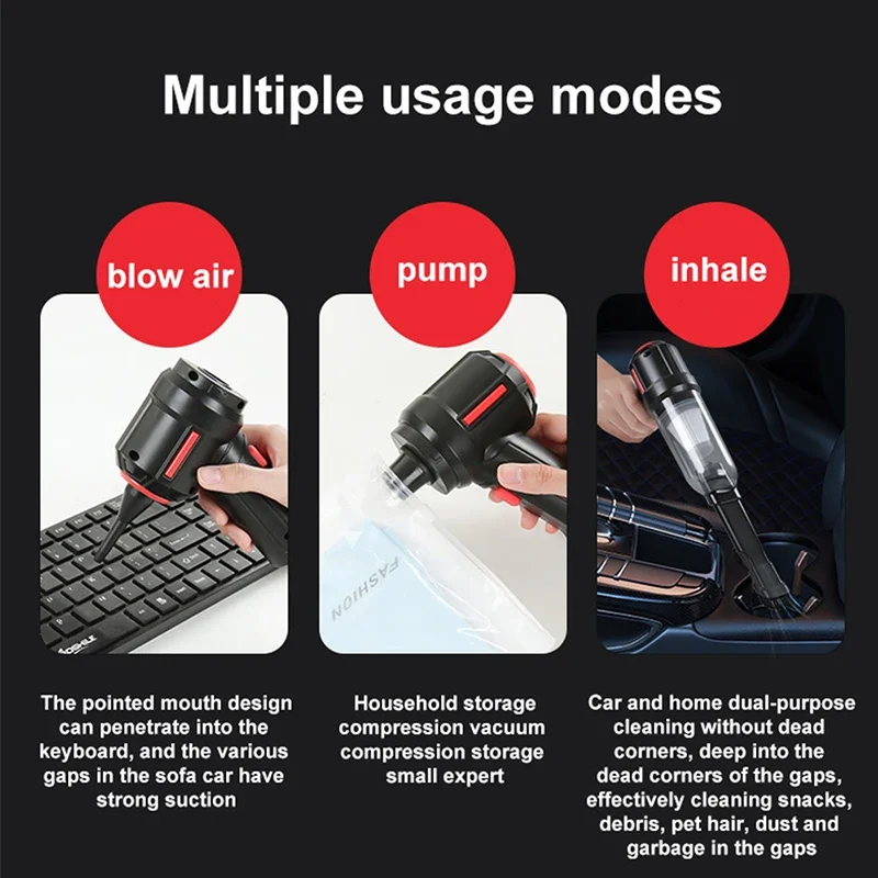 NEW Cordless 90000pa Handheld Vacuum Cleaner Mini Portable Auto Wireless Car Home Power Powerful Dust Suction Accessories Car