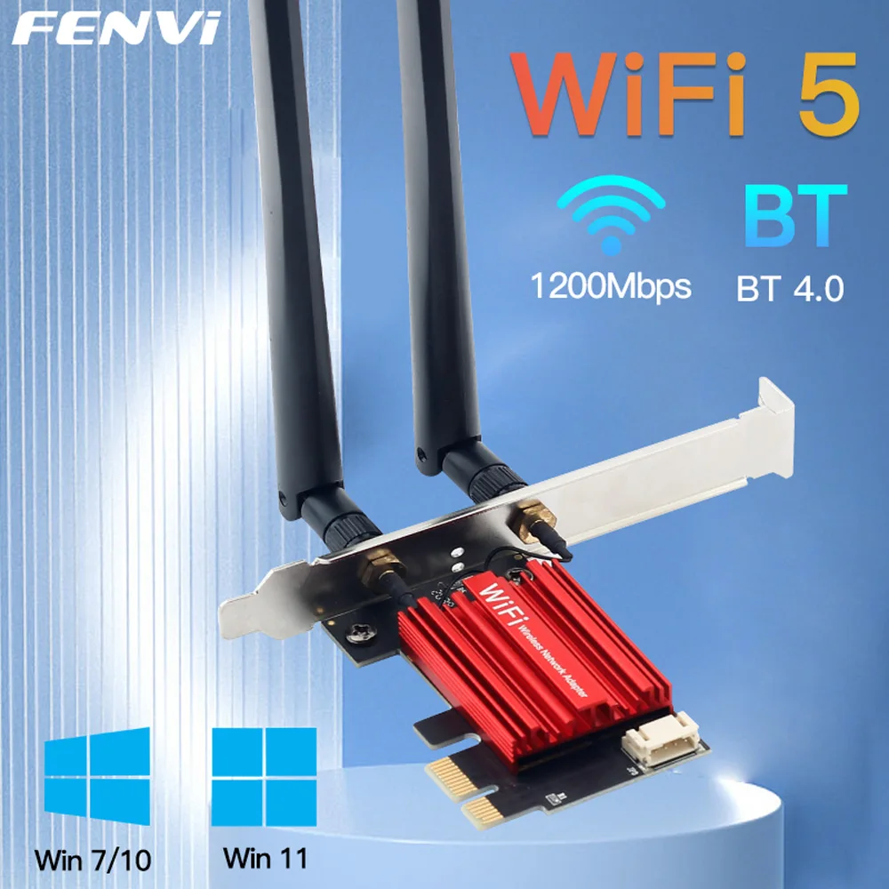 FENVI Wi Fi 5 PCI-E Wireless Adapter Network Card AC1200 Dual Band 2.4G/5GHz 802.11AC For Bluetooth 