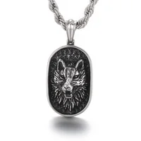 Biker Wolf Tag Pendant Necklace Stainless Steel Rope Chain For Mens Holiday Gifts for Father .Husband .Boyfriends 1