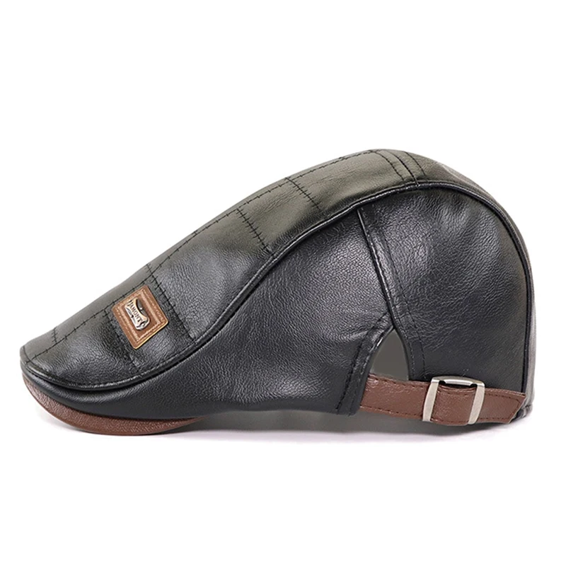 Leather Berets Hat Men Classic Office Caps Adjustable Buckle Beret Comfortable Retro Hats Autumn Winter Golf Cap golf caps