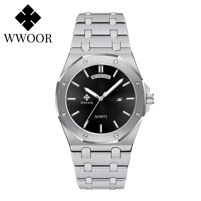 Luxus-Armbanduhr für Herren, Business-Armbanduhr aus Edelstahl, Quarzuhr für Männer, wasserdicht, leuchtendes Datum, quadratische Herrenuhr_voghion.com