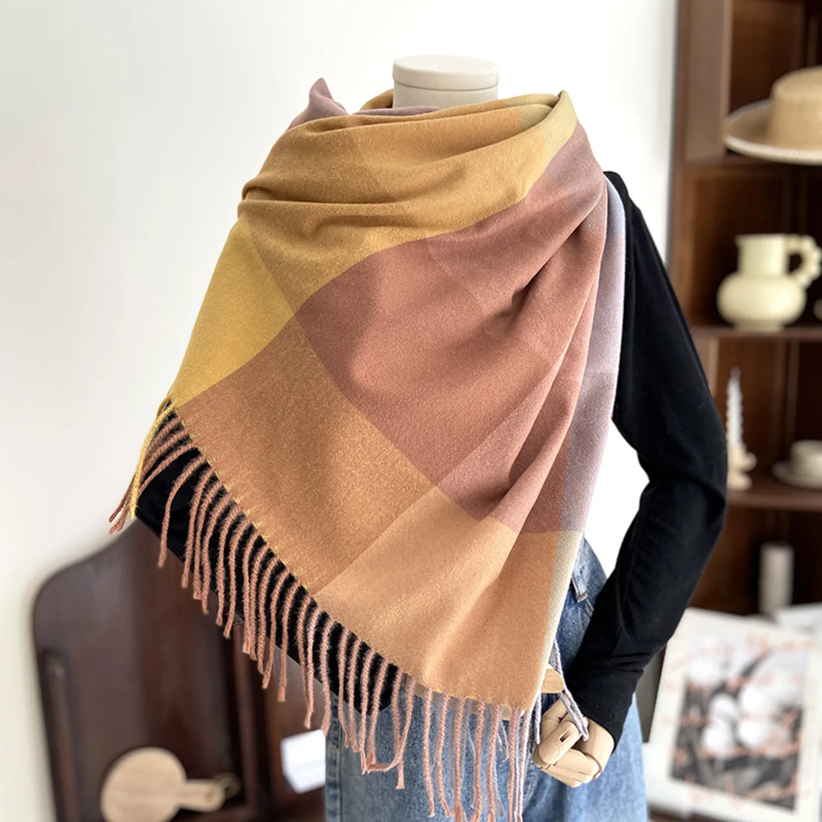 

Korean Style Warm Winter Knitted Scarfs Women Classic Scarfs Warm Soft Large Blanket Wrap Shawl Scarves Thick Lady Shawl Bufanda