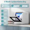 Portable Countertop Dishwashers, 5 Washing Programs Mini Dishwashers with 5 L Built-in Water Tank and Double-layered Glass Door 2