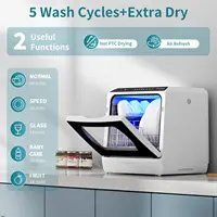 Portable Countertop Dishwashers, 5 Washing Programs Mini Dishwashers with 5 L Built-in Water Tank and Double-layered Glass Door 2