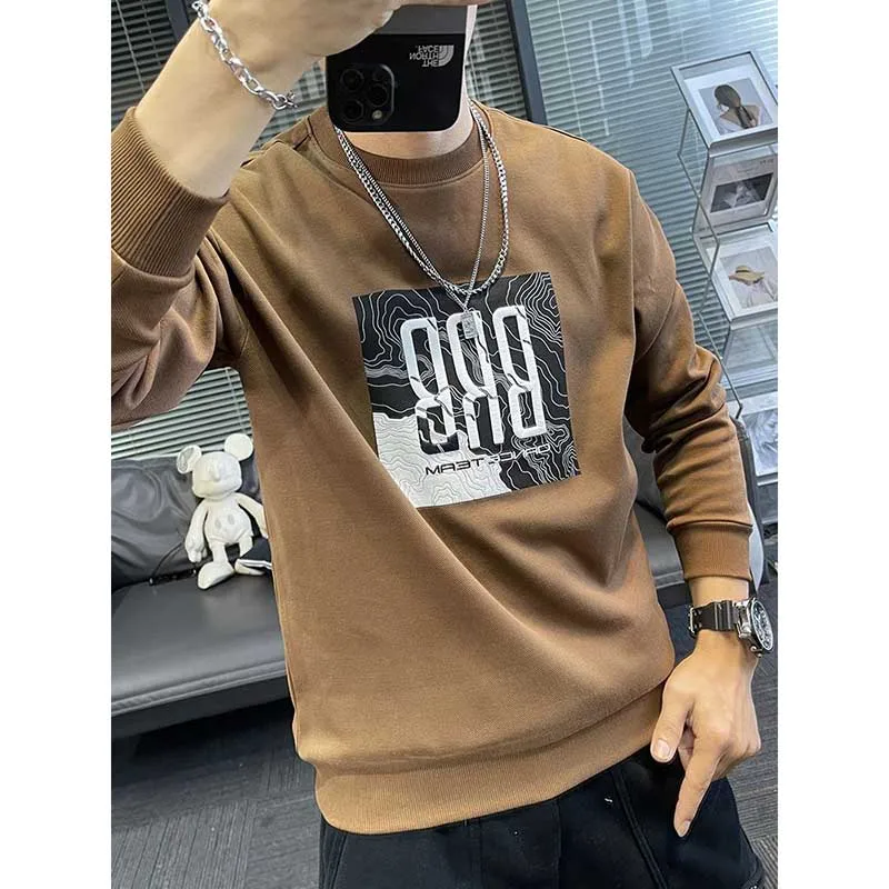 Fashion O-Neck All-match Printed Letter Sweatshirts Men's Clothing 2024 Spring New Loose Korean Tops Casual Sweatshirts