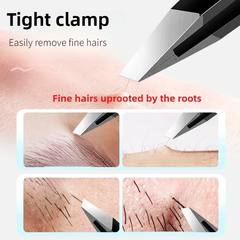 Eyebrow Tweezers Kit Stainless Steel Accurate Grip Thick Design Non Slip Handle Beauty Essentials