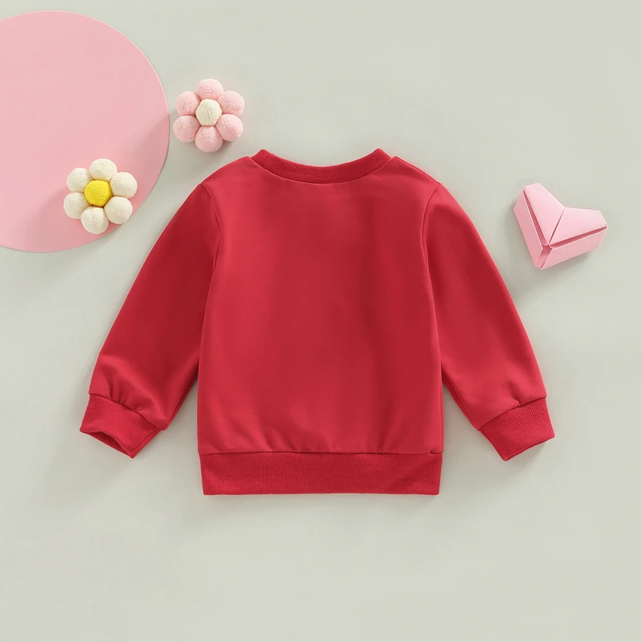 0-3Years Baby Girls Sweatshirt, Long Sleeve Crew Neck Letters Print Pullover Tops for Valentine Day