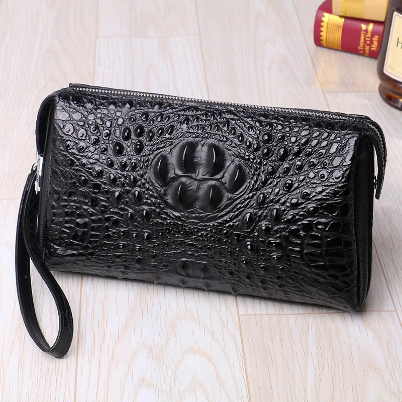 New Men With Password Lock Anti-theft Business Handbag High-capacity Top Layer Cowhide Leisure Clip Bag High Quality Cosy Wallet