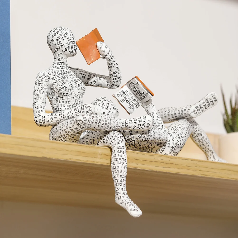 

Abstract Statue Reader Decoration Figurines Home Decorating Accessories Bookshelf Resin Reading Women Shelves