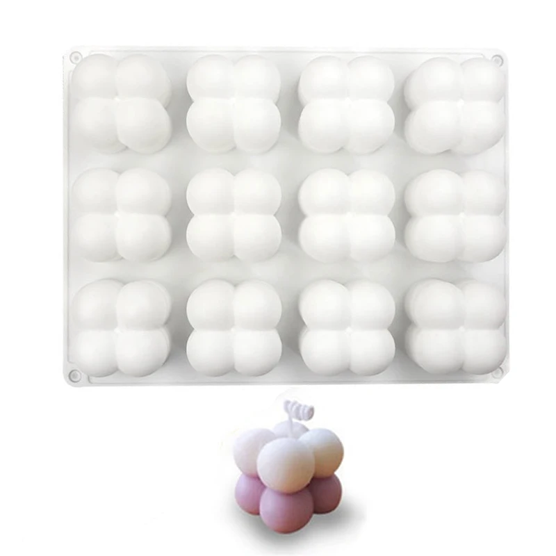 12/15Pcs Small Bubble Silicone Candle Molds Handmade Spherical Dessert Cake Baking Chocolate Making DIY Soap Plaster Resin Mold silicone mold