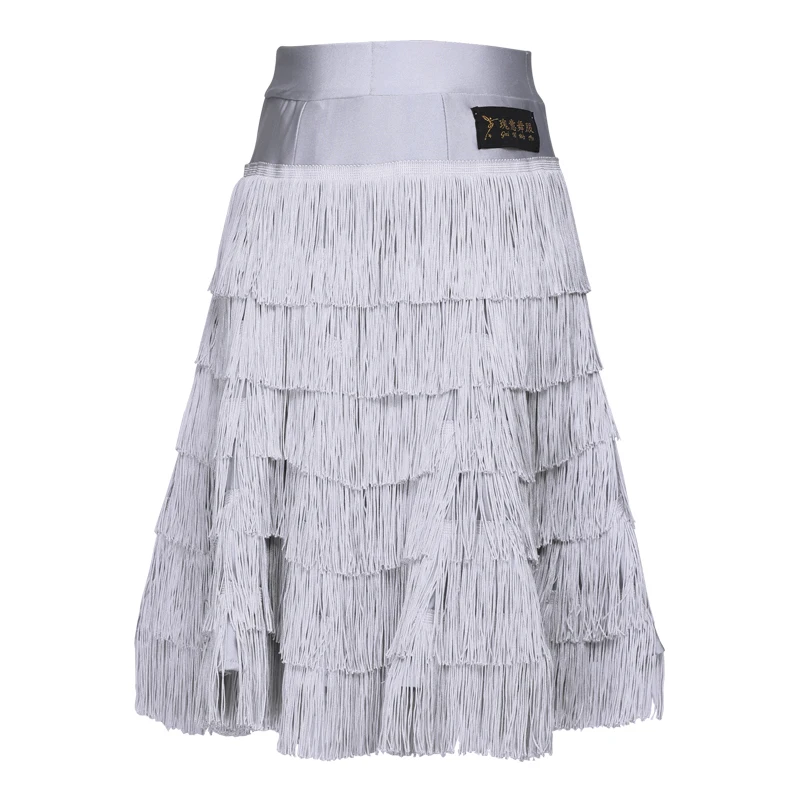 

Adult Women's Latin Dance Skirt Six-layer Tassel Large Swing Skirt Practice Skirt Ballroom Dance Performance Skirt