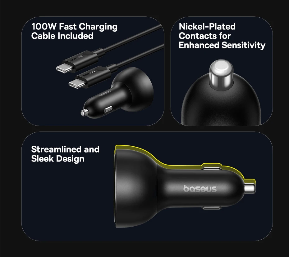 152.5W Car Charger Fast Charging 100W PD3.0 QC4.0 USB Type-C Phone Charger For i