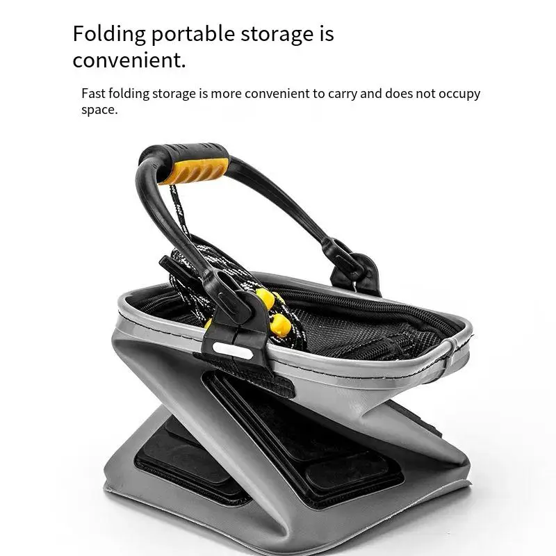 PD Fishing Tackle Fishing Bucket with Rope eva Folding Iso Bucket Thickened with Lid Portable Live Fish