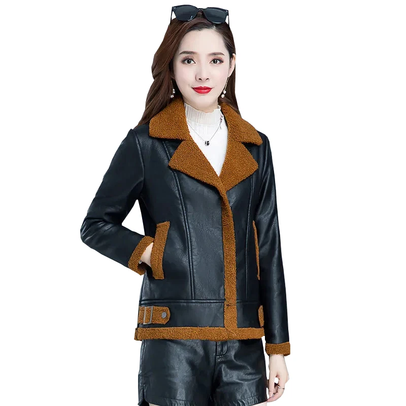 

Женская флисовая куртка из искусственного меха ягненка, приталенная куртка из искусственной кожи, пушистая верхняя одежда для осени и зимы, 2022