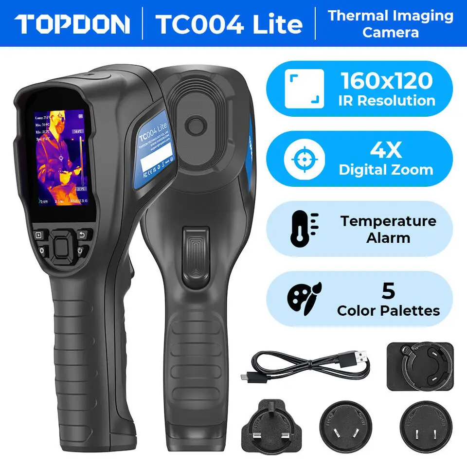 TOPDON 열화상 카메라 휴대용 적외선 IR 고 160*120 픽셀 4X 디지털 줌 여행용 어댑터, TC004 라이트