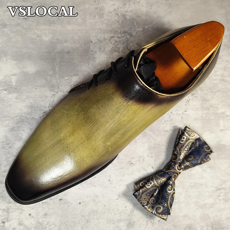 Italian Men's Oxford Polishing Mixed Colors Pointed Toe Casual Mens Dress Shoes Lace Up Wedding Office Leather Shoes Men 3