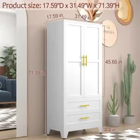 Metal Armoire Wardrobe Closet with 2 Drawers and Hanging Rod, 71'' Tall Wardrobe Cabinet with Doors and Adjustable Shelves 1