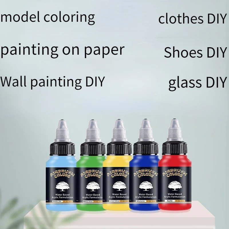 Water Based Acrylic Airbrush Paint Set for DIY Crafts and Models
