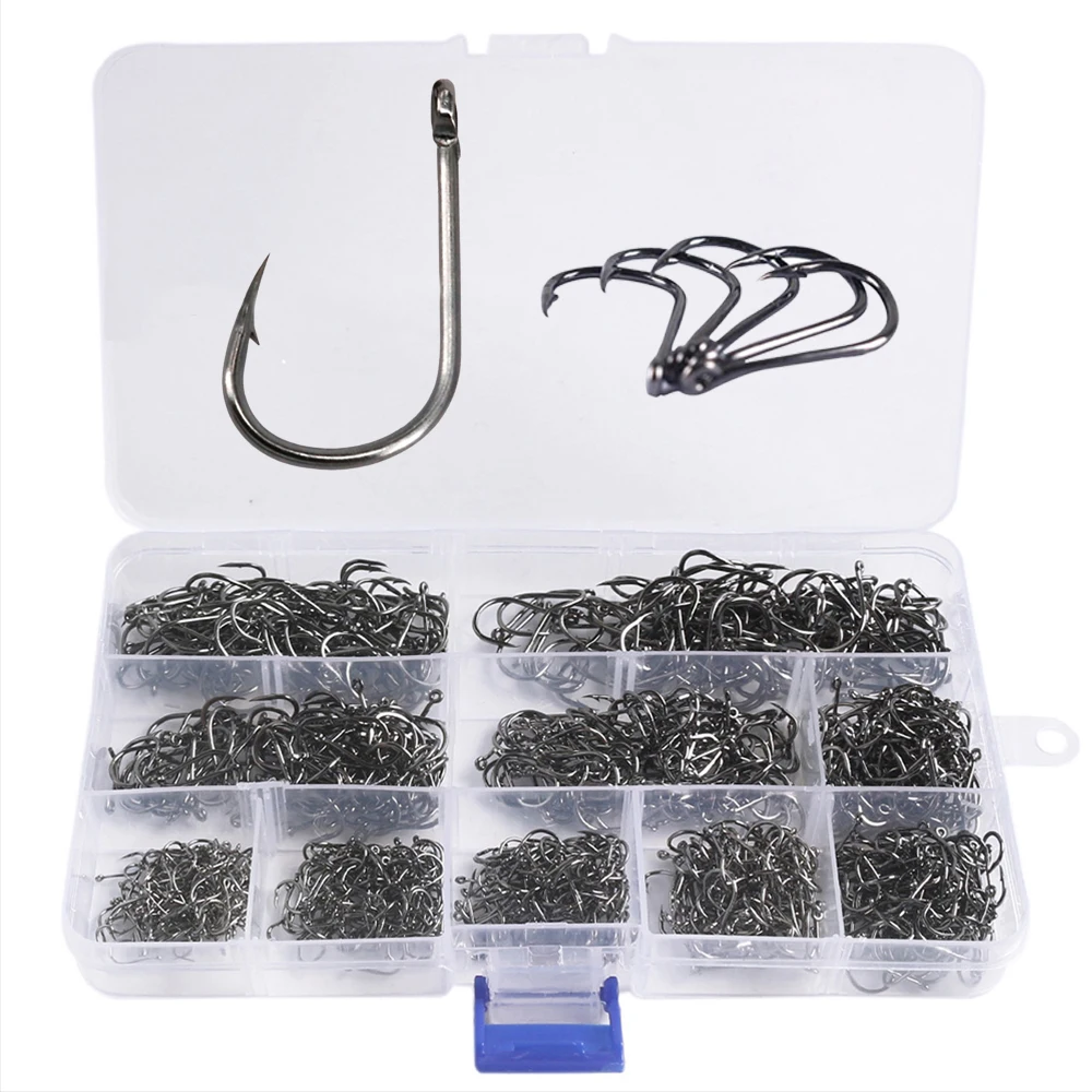 Description Picture 2 of item1000PCS With Box Fish Hook Set High Carbon Steel All for Fishing Tools Hirisi Carp Fishing Sets Accessories Hooks Goods Items
