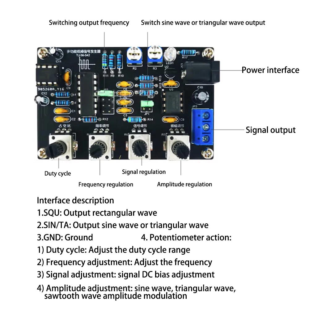 Description Picture 5 of itemICL8038 Monolithic Function Signal Generator Module Sine Square Triangle Signal Generators DIY Welding Practice Kit