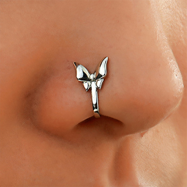 Crystal Butterfly Fake Nose Ring Non Piercing Clip On Nose Ring Indian Style Nose Cuff Fake Piercing Septum Nariz Jewelry