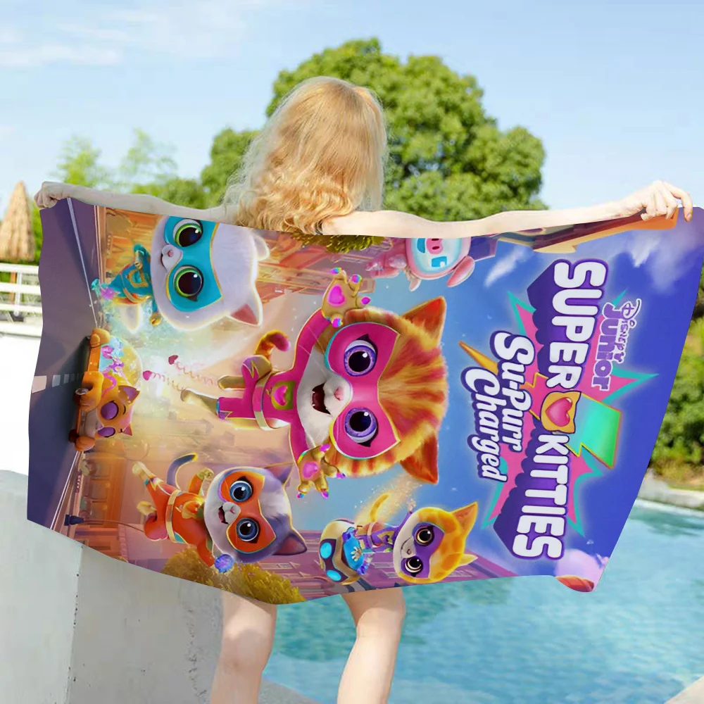 1PC Cartoon SuperKitties Towel Microfiber Beach Towel Quick Dry Kids Beach Blanket Soft Unisex Camping Pool Towel 2