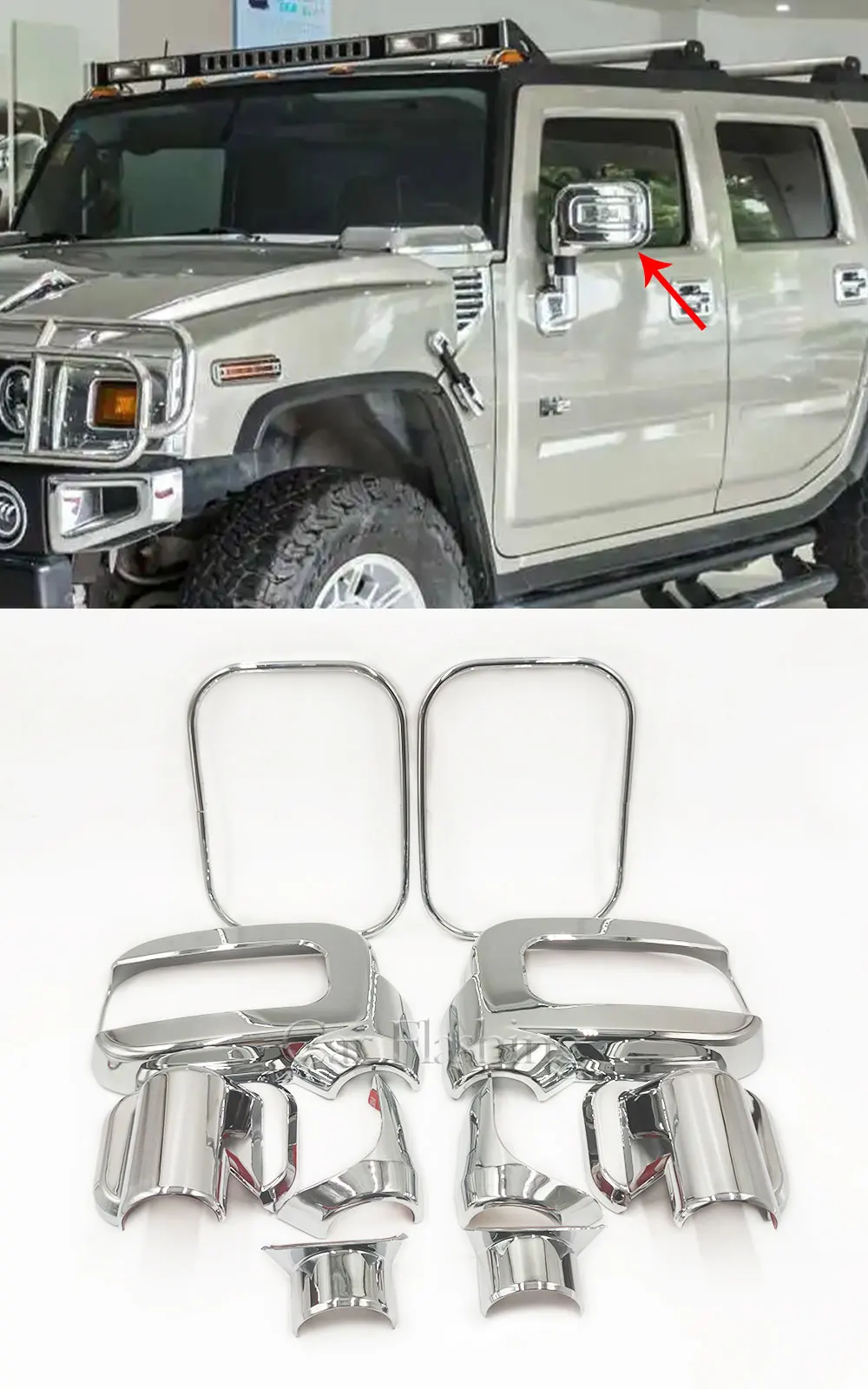 For HUMMER H2 SUV SUT 2006 2007 2008 2009 Side MIRROR COVER chrome covers  DOOR TRIMS 10PCS rearview turn siganl house cap