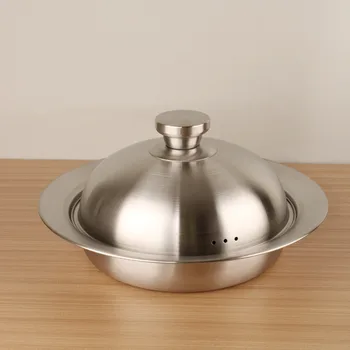 304 Stainless Steel Flying Disc Steamer Deepened Rust-proof Steaming Plate Drop-resistant with Lid Steaming Rack Egg Custard