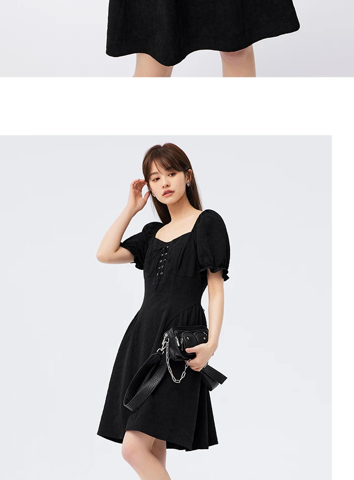 Vestido de mujer con mangas abullonadas, romántico, de verano, nuevo, con tirantes y escote cuadrado, vestido corto, dulce y fresco.