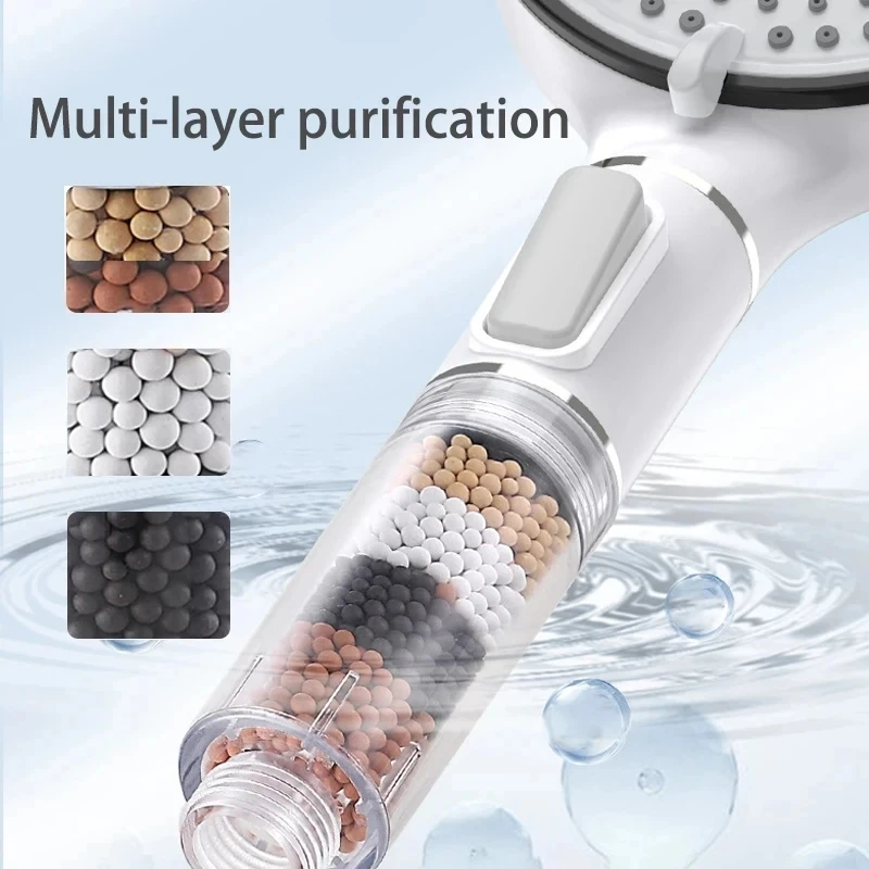 5 Modes High Pressure Shower Head Anti Limestone Filter Hygienic Remove Calcario Shower with Holder and Hose Bath Accessories 3
