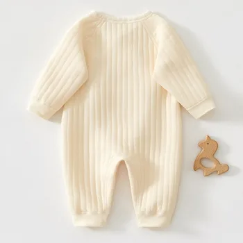 AYNIGIELL الخريف الوليد طفلة فراشة الملابس 0-6 أشهر لطيف الطفل بذلة سميكة ودافئة بيبي بوي بذلة 4