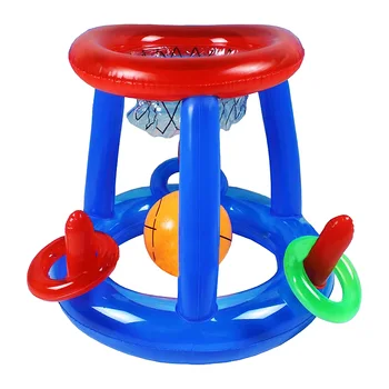 Pool Pool Basketball Set Inflatable Pool Basketball Goal Toss Rings Outdoor Water Game Summer Party Toy For Kids And Adults 1