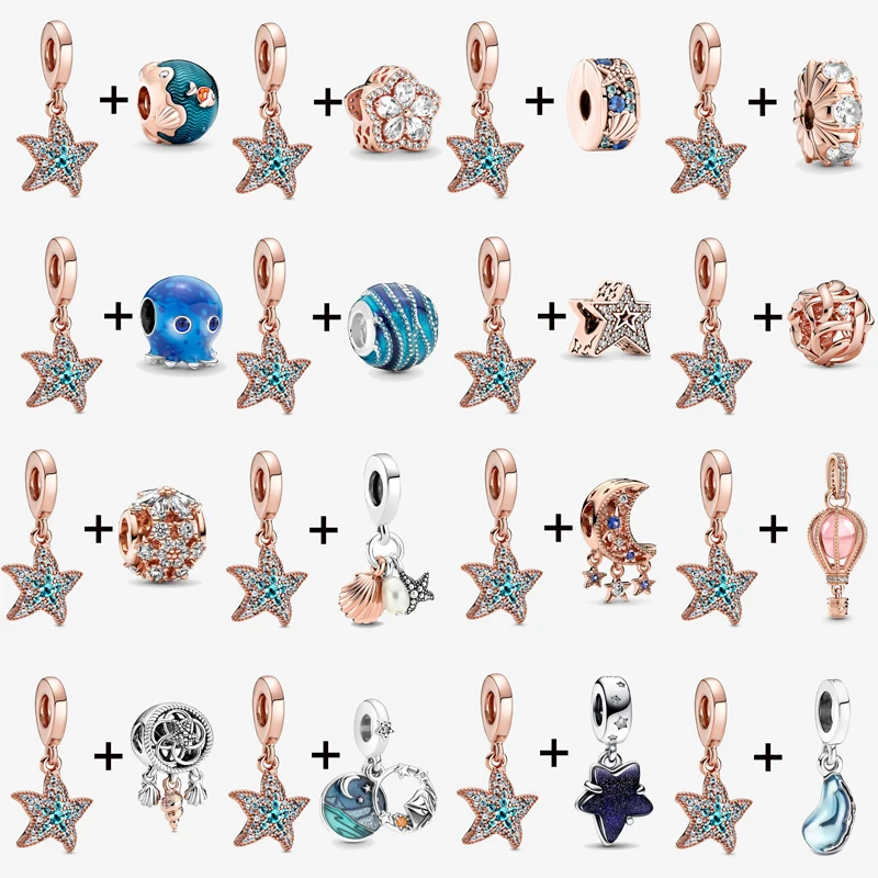 

2Pcs/lot Starfish Ocean Style Bead With Pendants Fits Brand DIY Charm Bracelets & Necklaces For Women Jewelry Making Gift Beach