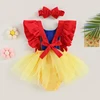 2023-03-01 Lioraitiin 0-24M Baby Girl Bodysuit Summer Ruffle Sleeveless Patchwork Dress Party Tops Headband Outfit 2