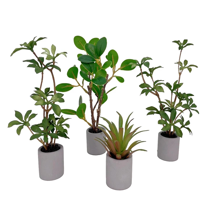 Dollhouse Miniature Potted Plant 1:6 Green Leafed Plant Pot Bonsai Home Garden Decor Toy Doll House Accessories