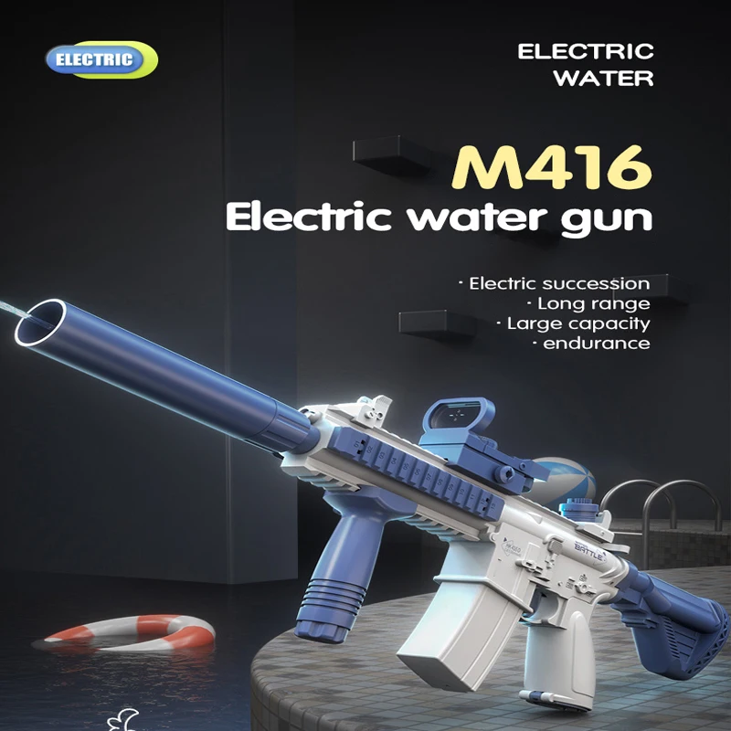 Electric Water Gun Pistol 10M Long Range Portable Guns M416 Children Summer Beach Outdoor Fight Shooting Toys for Boys Kid Games 3