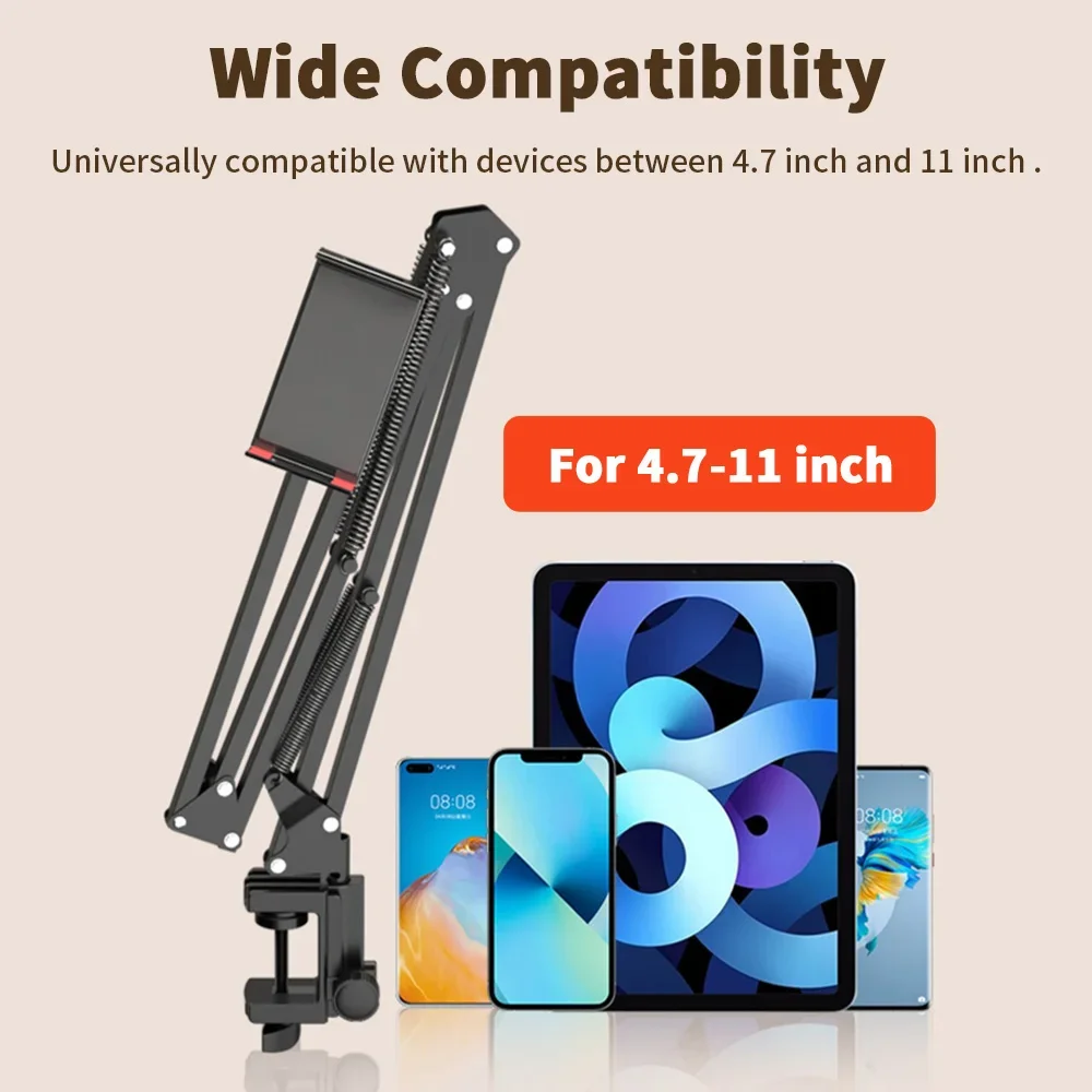 Tablet Holder for Bed 90cm Metal Arm 360&deg; Rotating Bed Tablet Mount Stand For iPad 4.5~11 Inch Phone Bracket